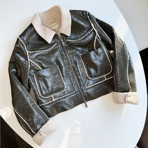 Marrakech Cris Patent Leather Shearling Jacket - Picture 2 of 4